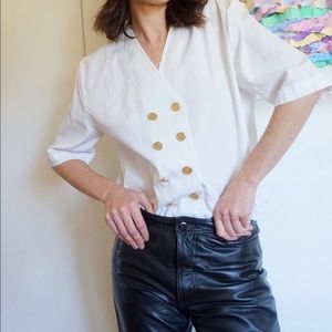 SOLD celine 80s top with gold buttons